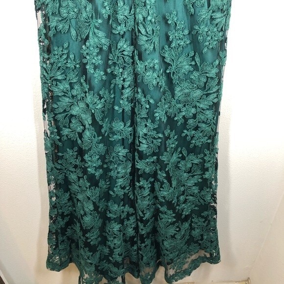 Tadashi Shoji Emerald Green Tometi Embroidered Lace Gown Maxi Dress 2 - Picture 11 of 16